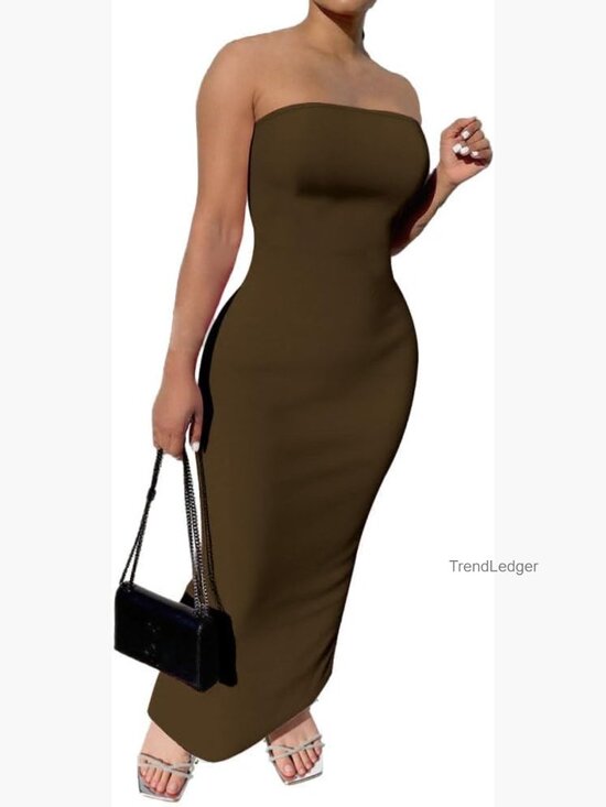 Dresses & Skirts - Strapless Bodycon Maxi Dress Long Wrap Casual Party Cocktail